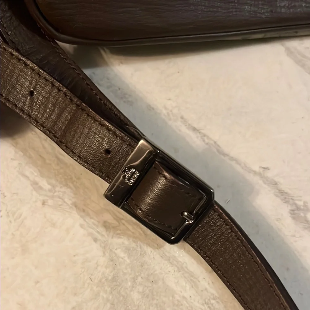 MCM Brown Leather Trim Monogram Briefcase